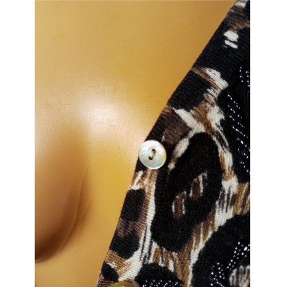 Beaded sequined animal print cardigan sweater leopard cheetah zebra - Picture 7 of 9